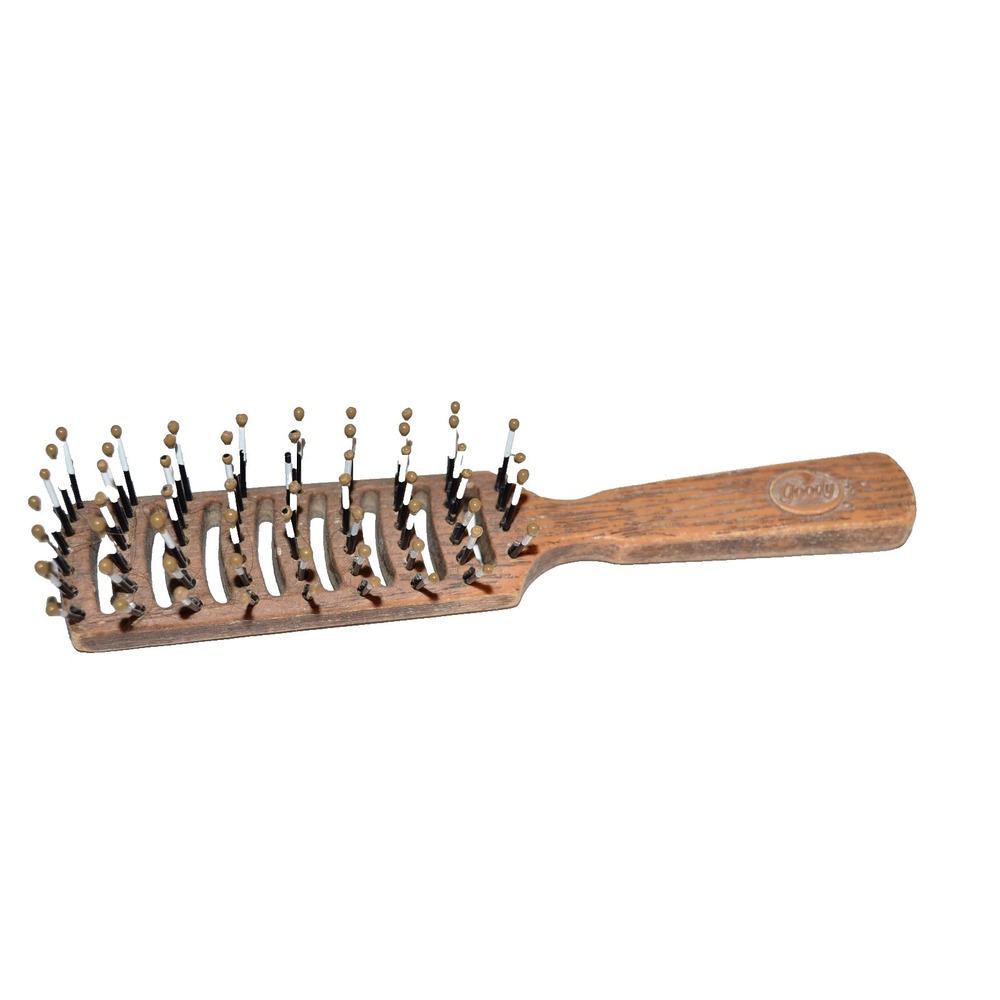 Goody USA Faux Brown Wood Vented Styling Hair Brush Ball Tipped Vtg 8"